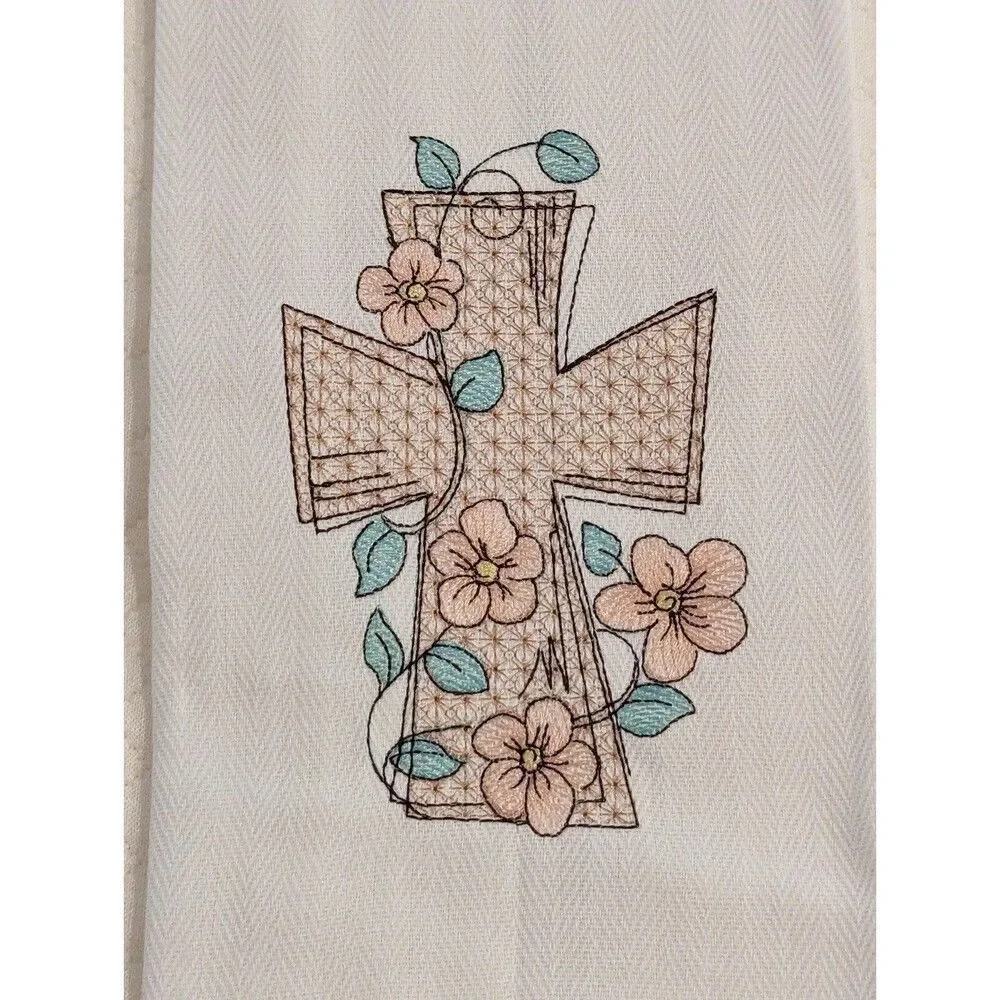 Embroidered gorgeous intricate cross decorative towel New Handmade Non smoking